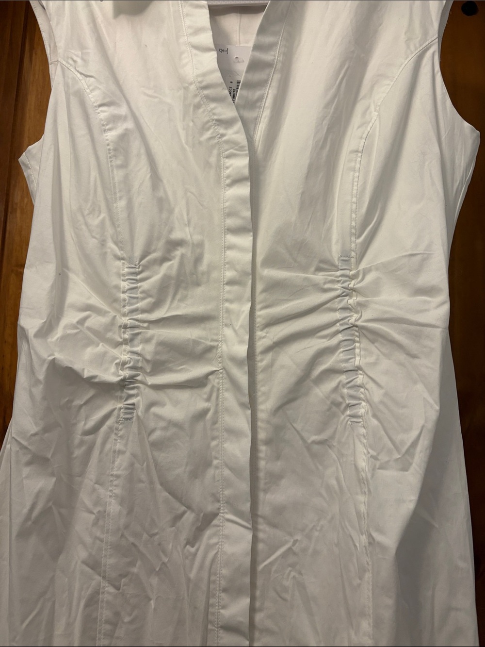 Derek Lam 10 Crosby Poplin Runched Midi Sleeveless Shirtdress Soft white SZ 8 - Picture 3 of 9